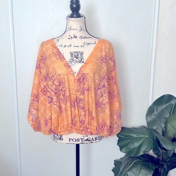 Free People One Dance Floral Print Blouse - Picture 2 of 12